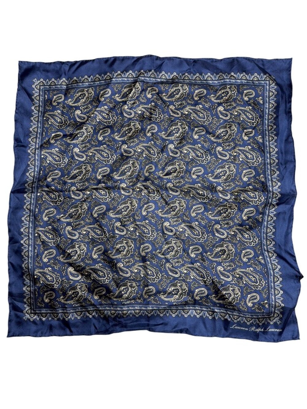 NWT Lauren Ralph Lauren Fall Paisley Bandana Charter Blue Size One Size - Picture 4 of 6